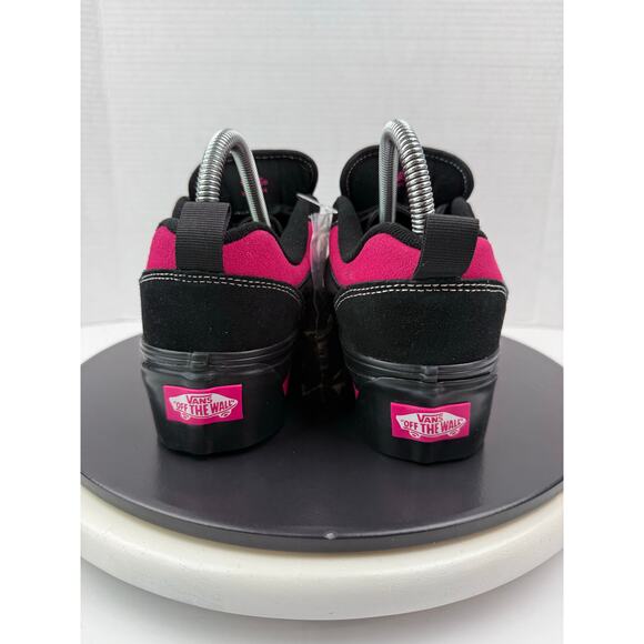 VANS Knu Skool Womens Size 7.5 Platform Stacked Skate Sneaker Black Pink Satin - Picture 5 of 10